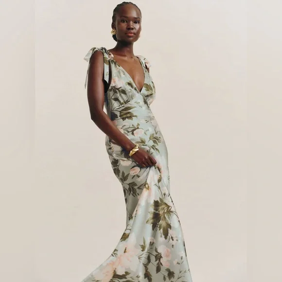 Reformation Pernille Silk Gown in Fauna Size S - Picture 14 of 16